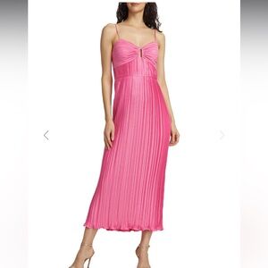 Amur Dannie Pleated Midi Dress Color Pinkie Size 8